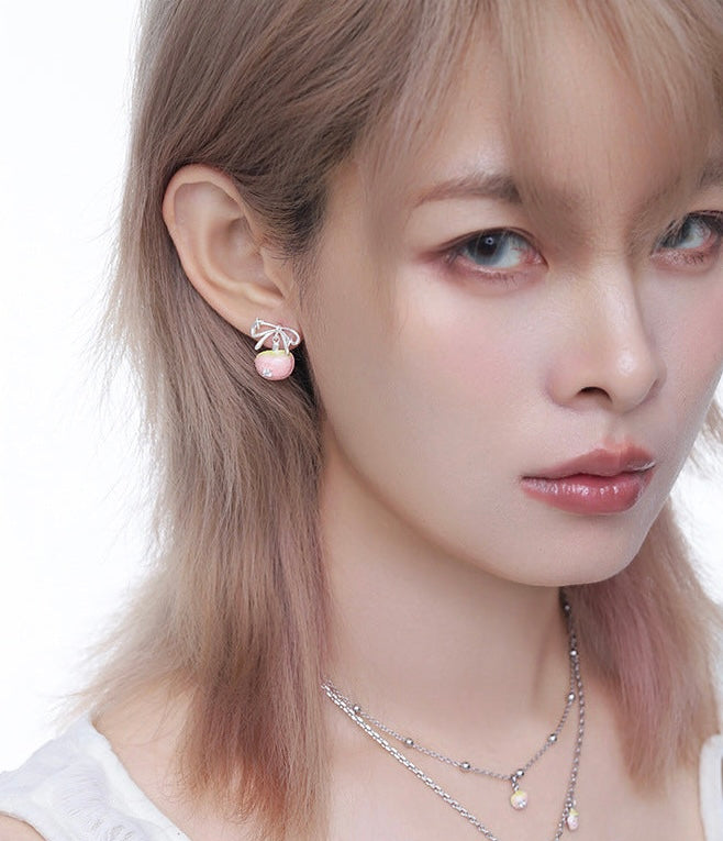 Cherry Blush Bow Earrings
