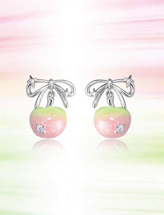 Cherry Blush Bow Earrings