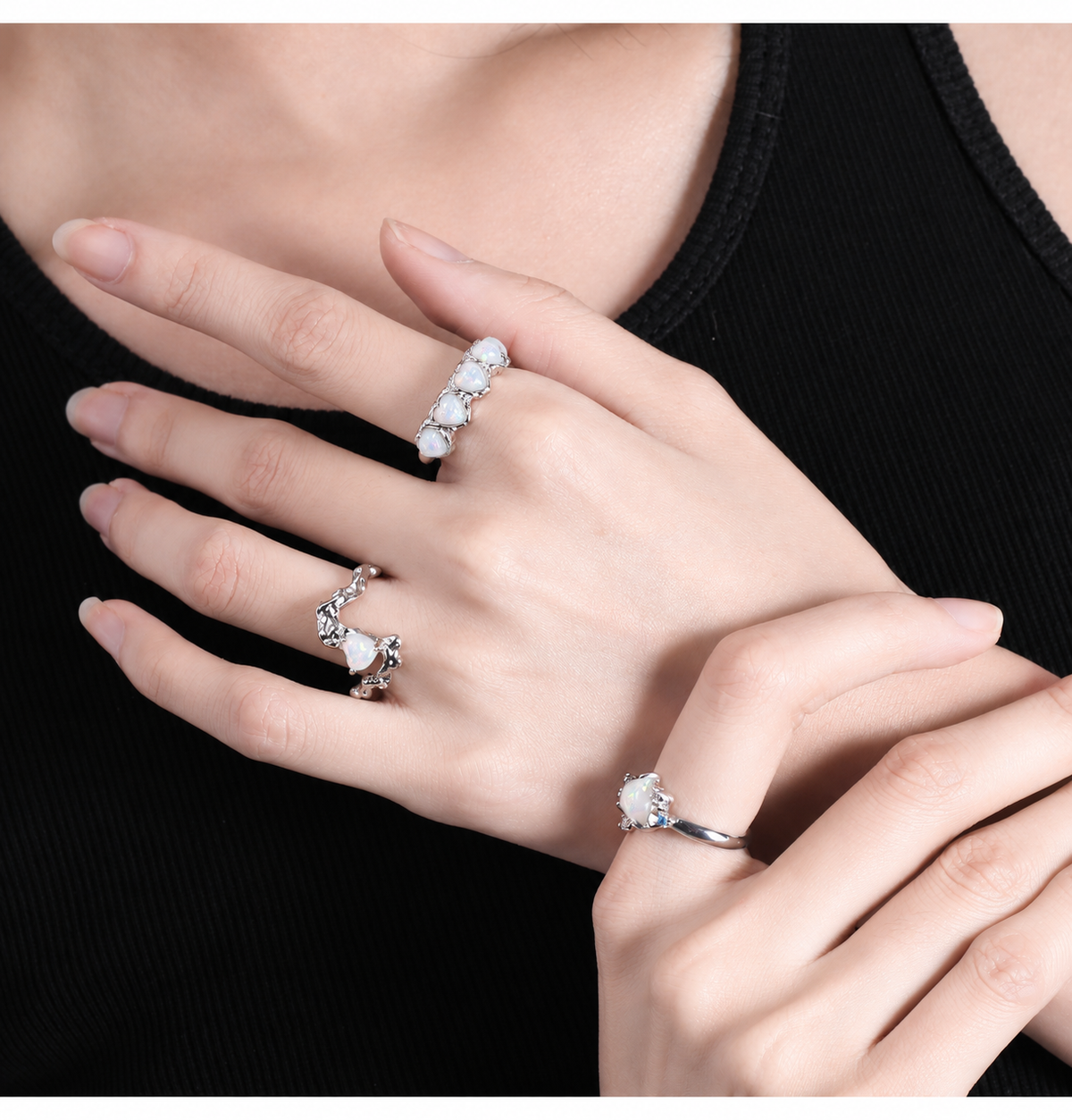 Dreamborne Opal Heart Rings