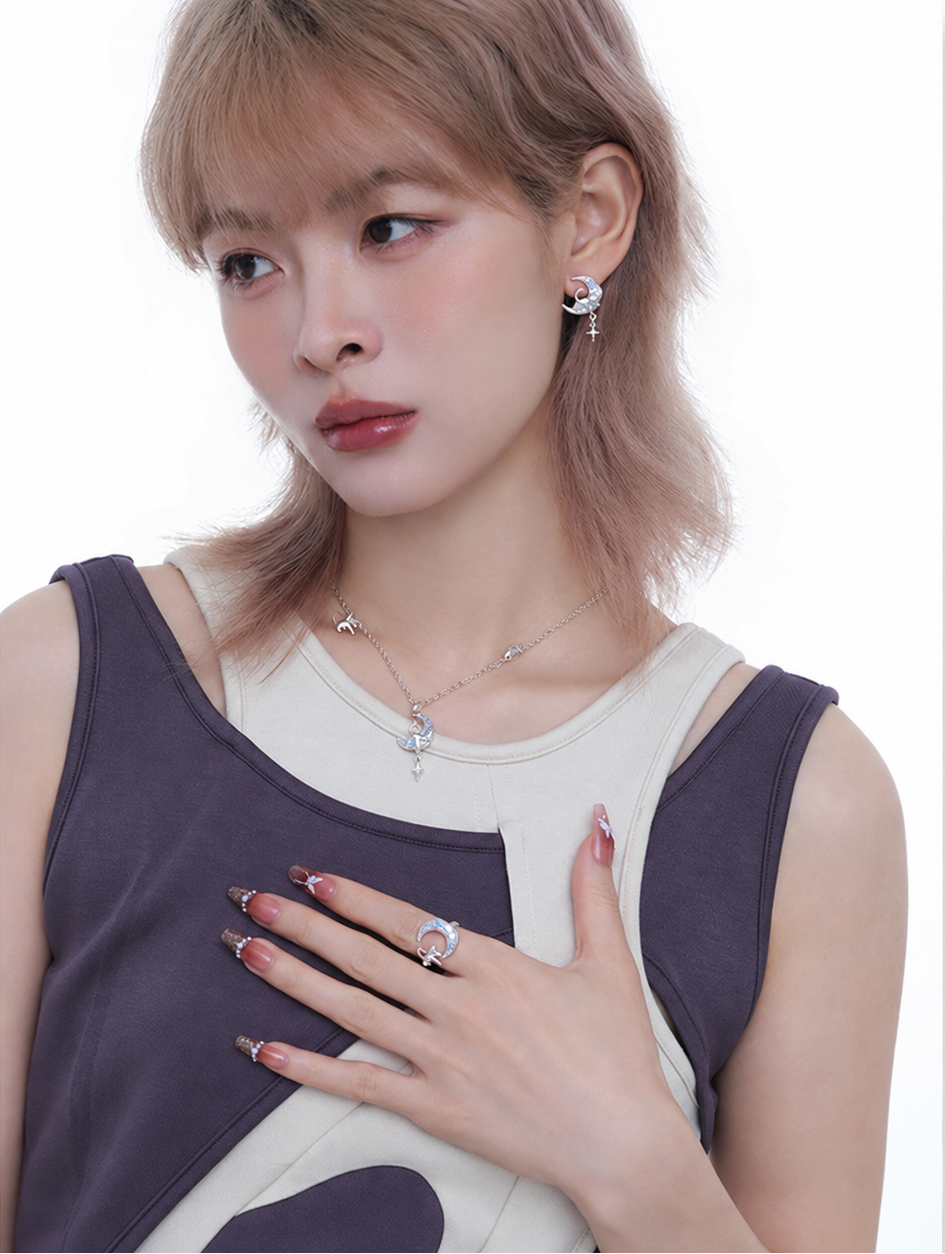 Lunette Asymmetrical Earrings
