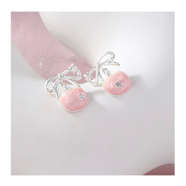 Cherry Blush Bow Earrings